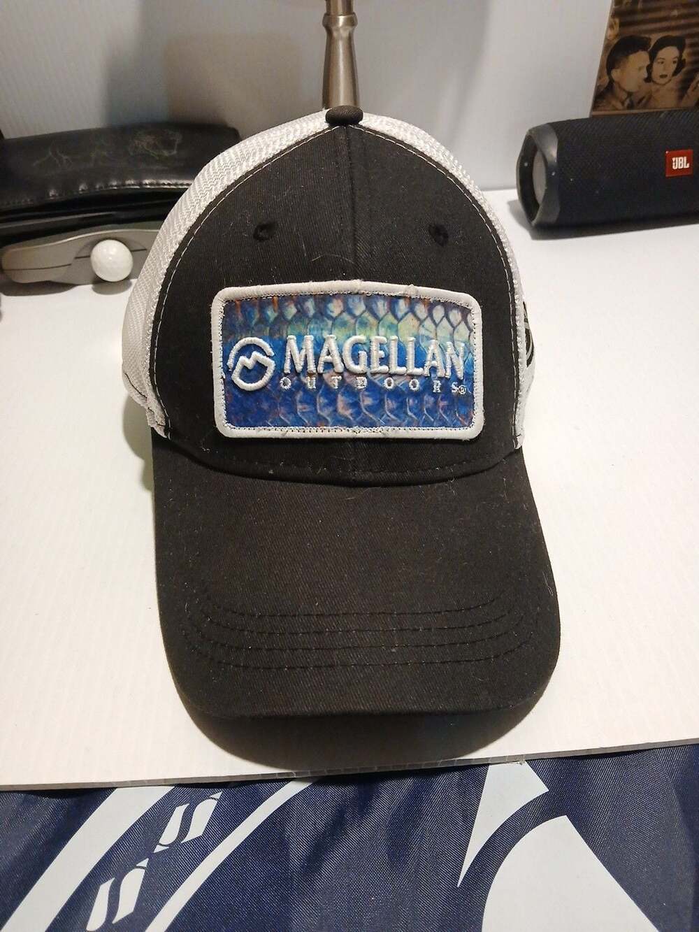 Magellan Outdoors Hat Cap Black White Mesh Snapback